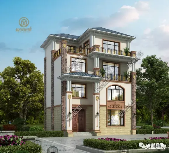 10×10米，简欧风格的四层别墅，你就是村里最靓的仔