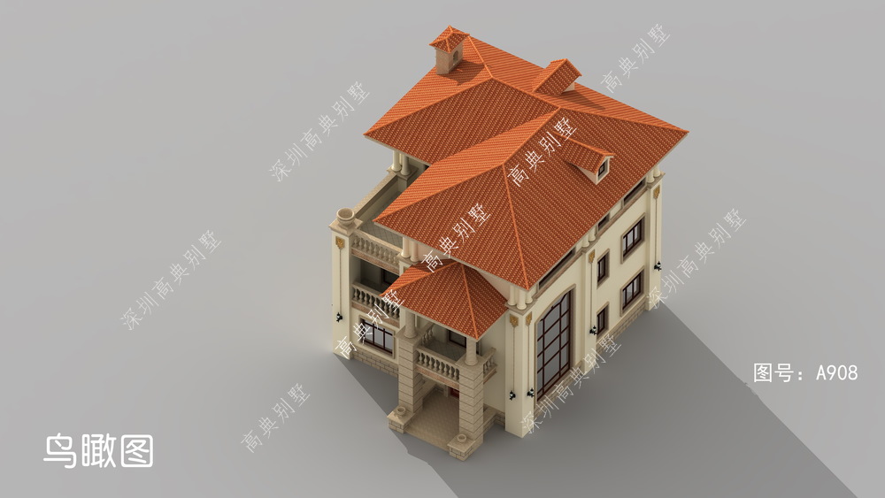|自建欧式别墅，色彩鲜明