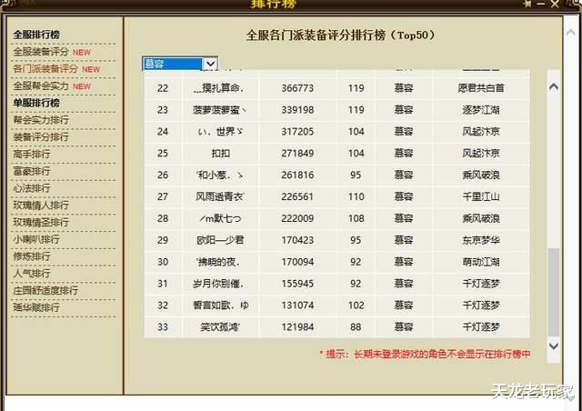 山海|天龙：3级慕容上排行榜，过50层观山海？你们对慕容有什么误解