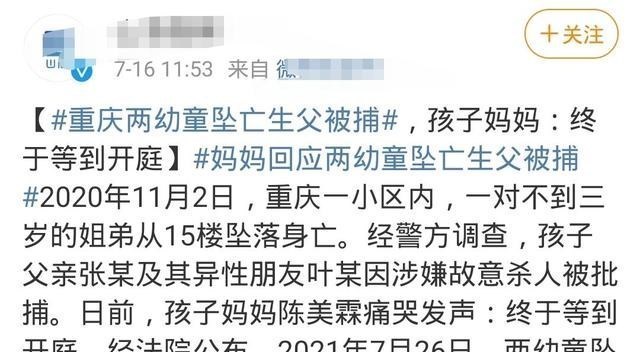 家中大小宝|婚内出轨,离婚后伙同小三作案:重庆南岸两幼童坠楼事件系谋杀