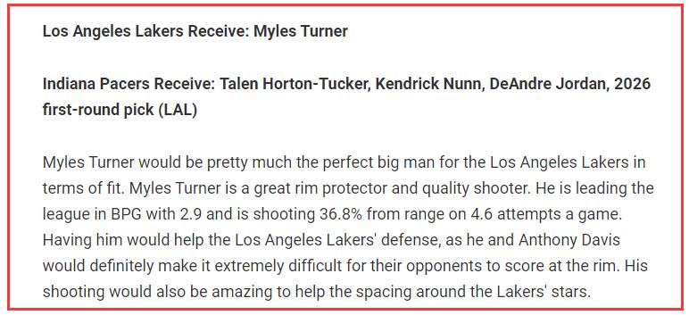 湖人隊(duì)|砍19+5+2帽！湖人快出手吧，4換1搶蓋帽王輔佐3巨頭，濃眉放心了