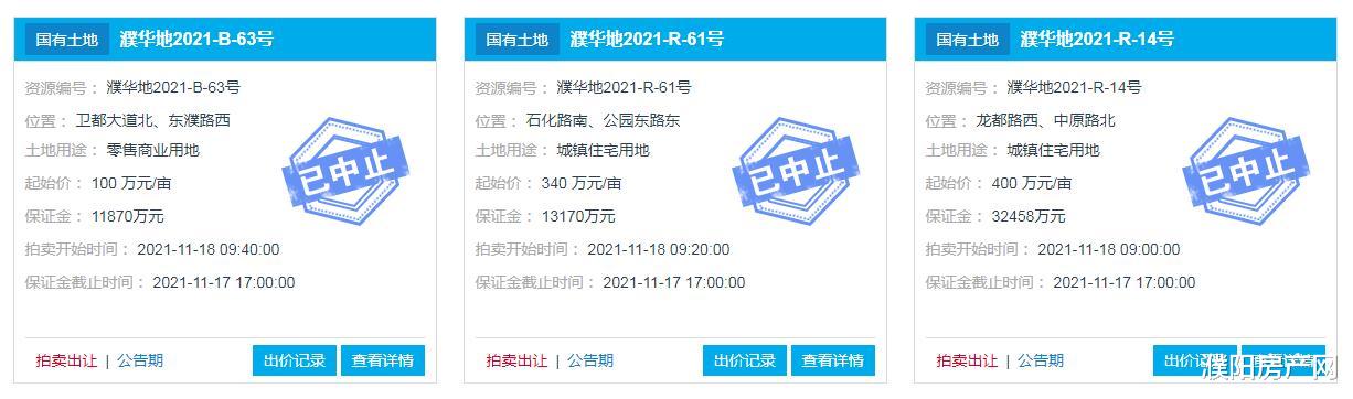 濮阳|突发！濮阳华龙区3宗地块突然中止出让，原因不明