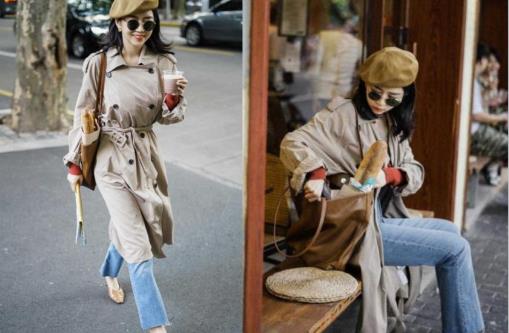 桃小菁啊 秋冬季节,风衣带给你风度,配裤子配裙装皆可,时髦又洋气