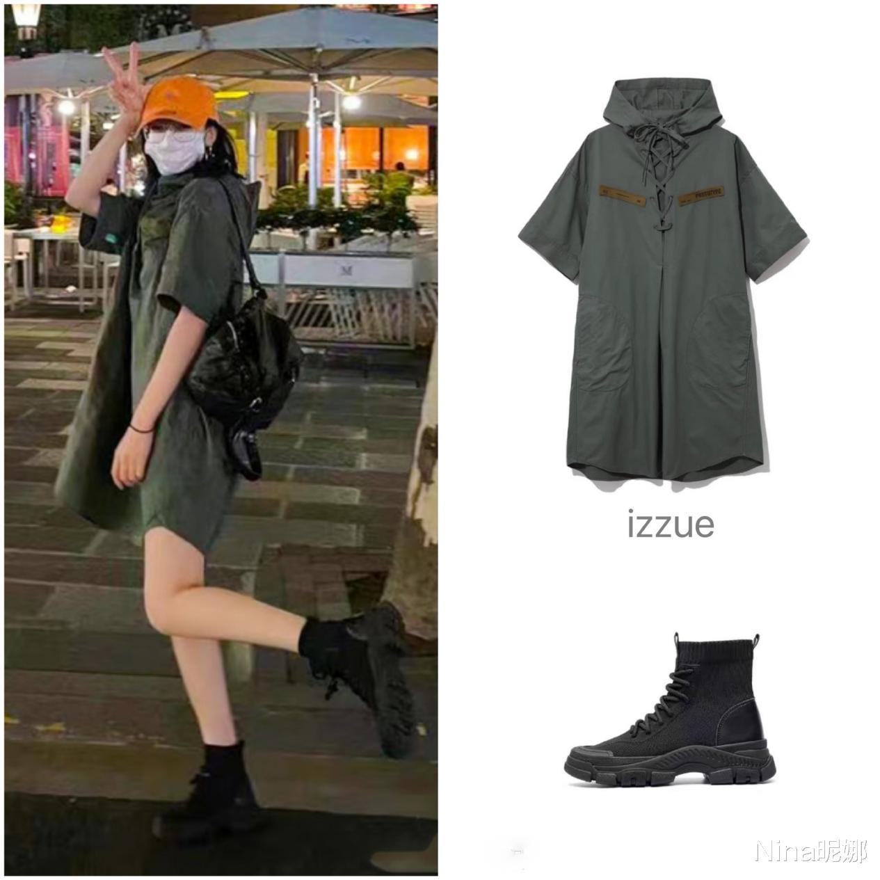 男团|迪丽热巴深夜轧马路，穿连衣裙街头单腿拍照，打扮朴素不像女明星