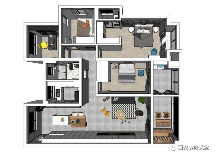 安置房|160m2四室简约，客厅10米收纳柜满足储物