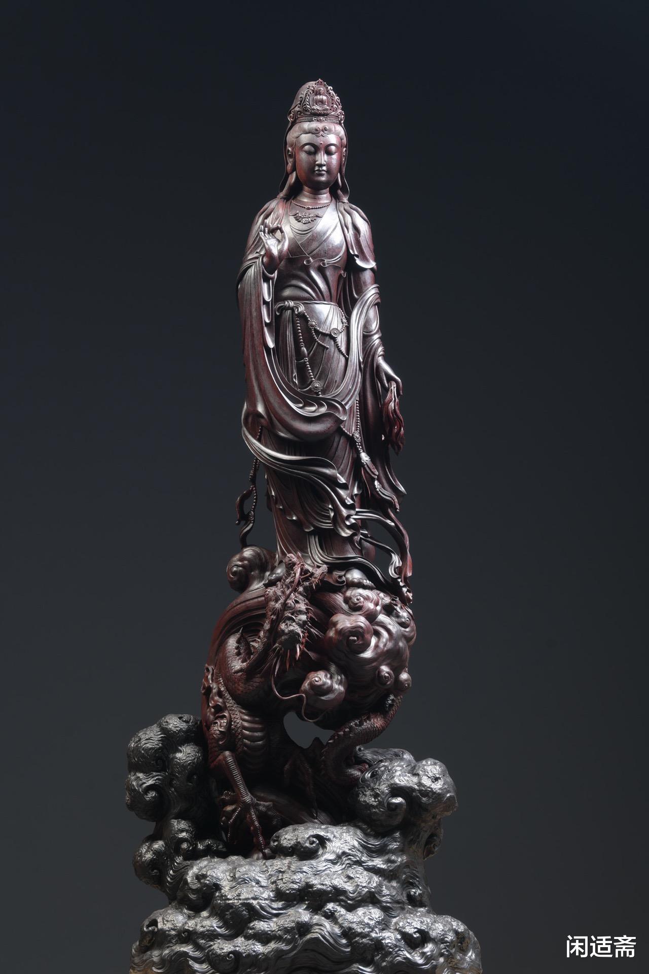 小叶紫檀|千处祈求千处应，苦海常作渡人舟，小叶紫檀，渡海观音立像珍赏