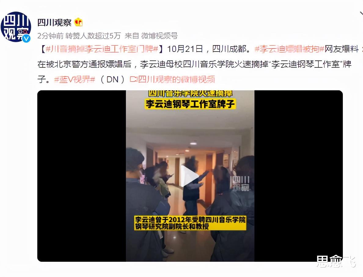 思愈飞 钢琴王子李云迪嫖娼被抓。明明身边不缺女人,为何还要去踩雷