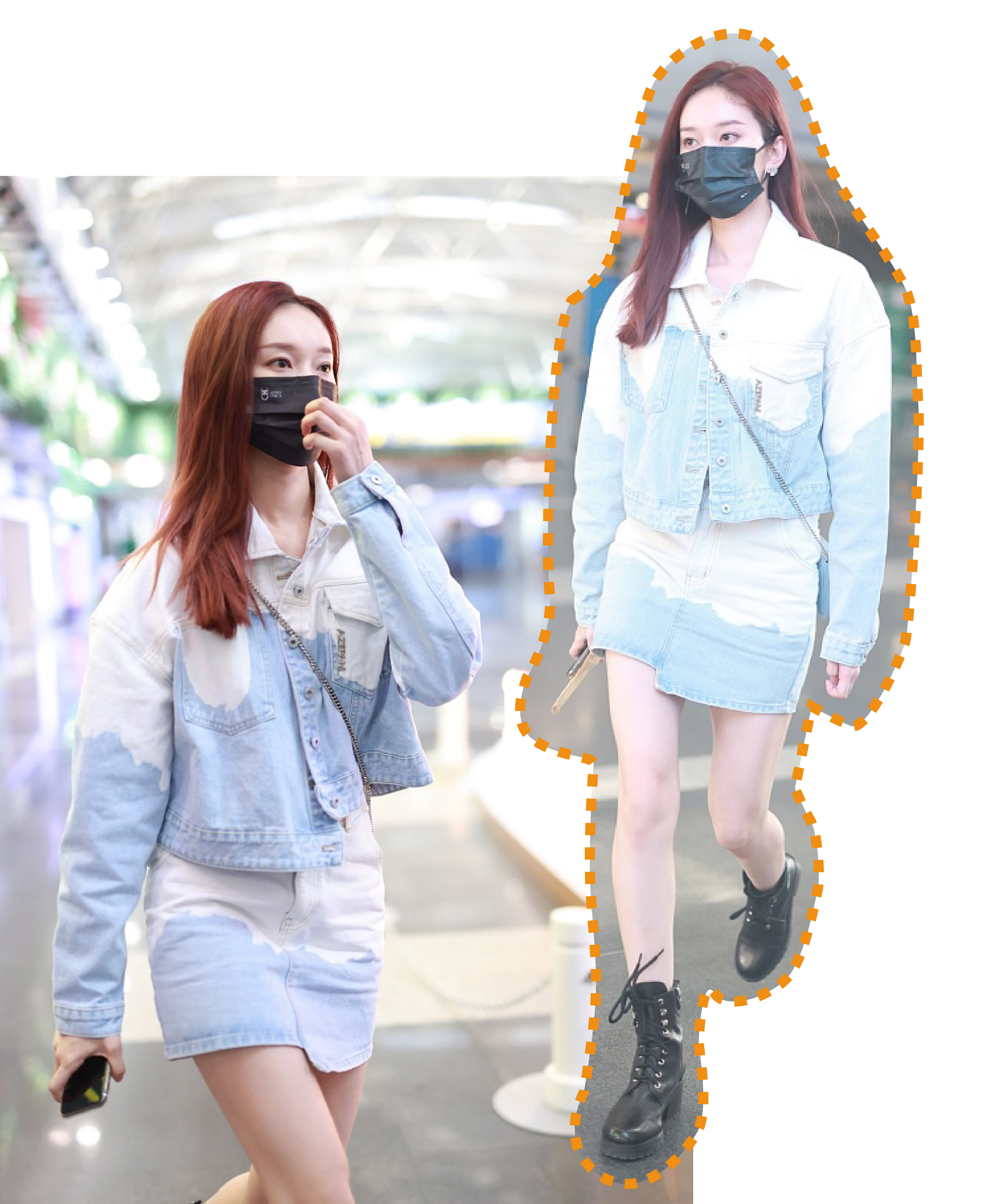 时尚不打羊|刘令姿不愧是人间腿精!褪色牛仔迷你裙配马丁靴性感高挑,太撩了