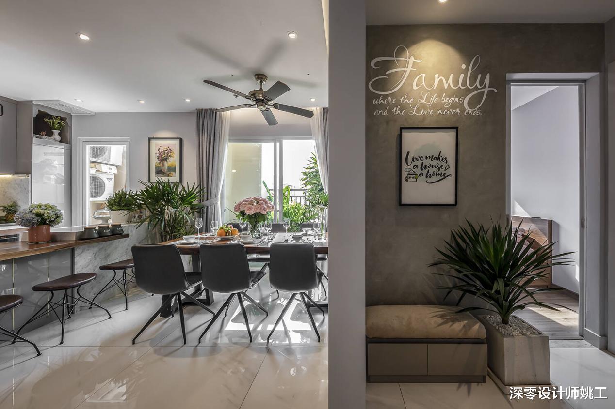 舒适的4口之家，用电视柜来隔断看着整洁清爽，太让人心动了