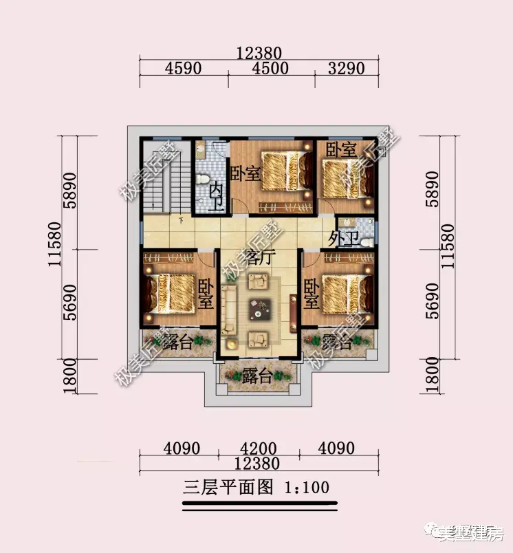 |三层巴洛克风格别墅，浪漫华贵，外观华丽户型实用！