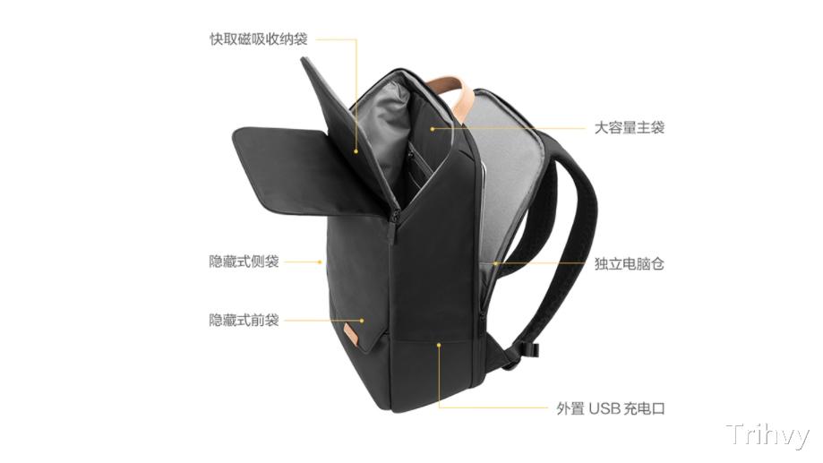 多收纳隔层19L大容量，简约实用，地平线8号零感双肩包体验