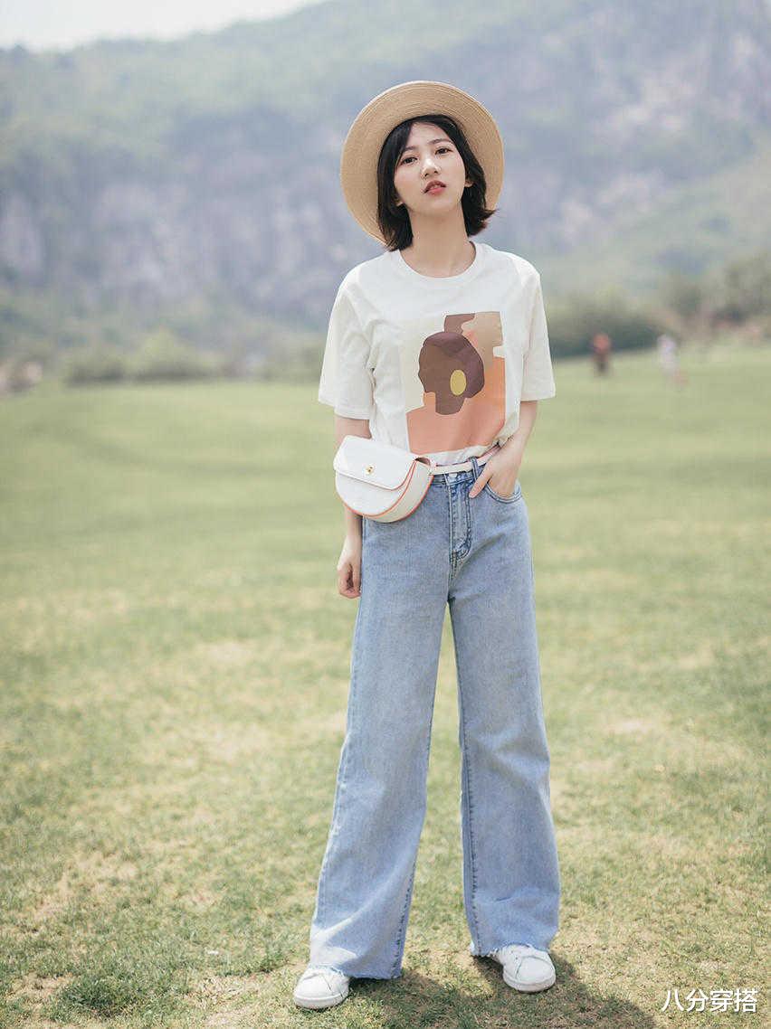八分穿搭|夏天，时尚简约阔腿裤，原来这样穿你也是1米8，超洋气