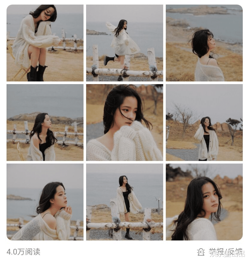 欧阳娜娜|欧阳娜娜海边拍大片,穿开奶衫不扣纽扣,被指灵感抄袭李冰冰