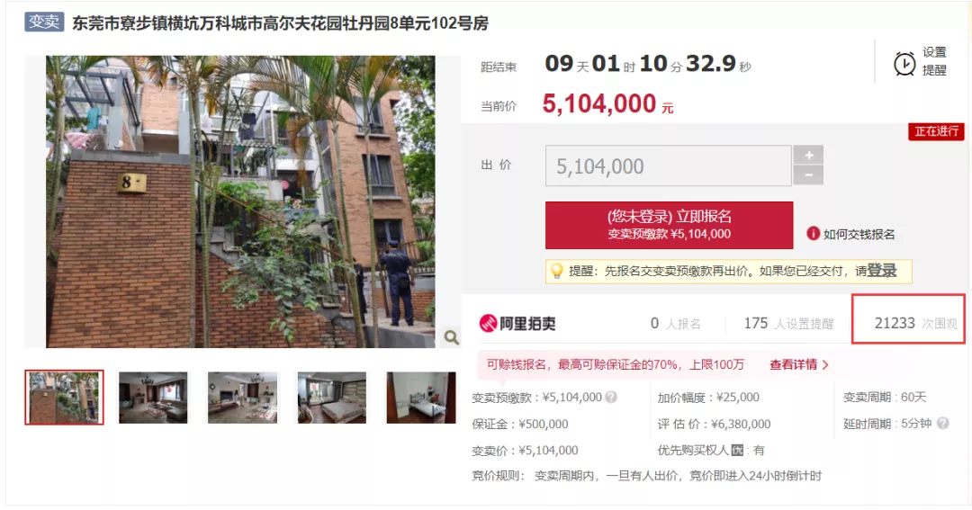 别墅|510万保证金!21000人围观!松山湖别墅8折拍卖没人要?