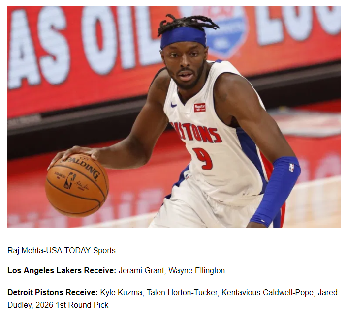 篮网队|5换2！送走库兹马！湖人活塞或交易！詹眉有望迎32+14锋线好帮手