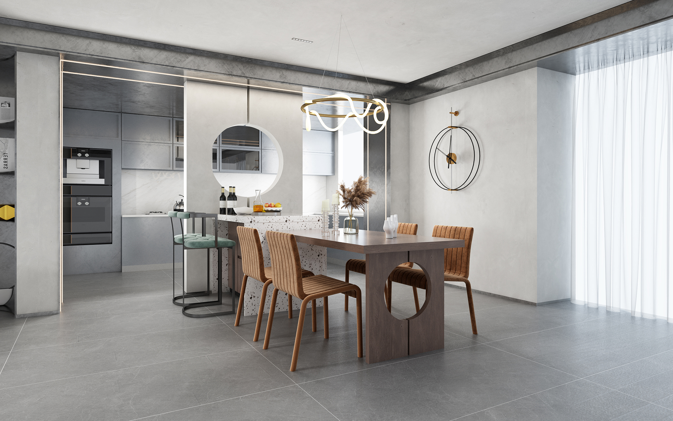 |浅灰色瓷砖怎么搭配墙面和家具的颜色