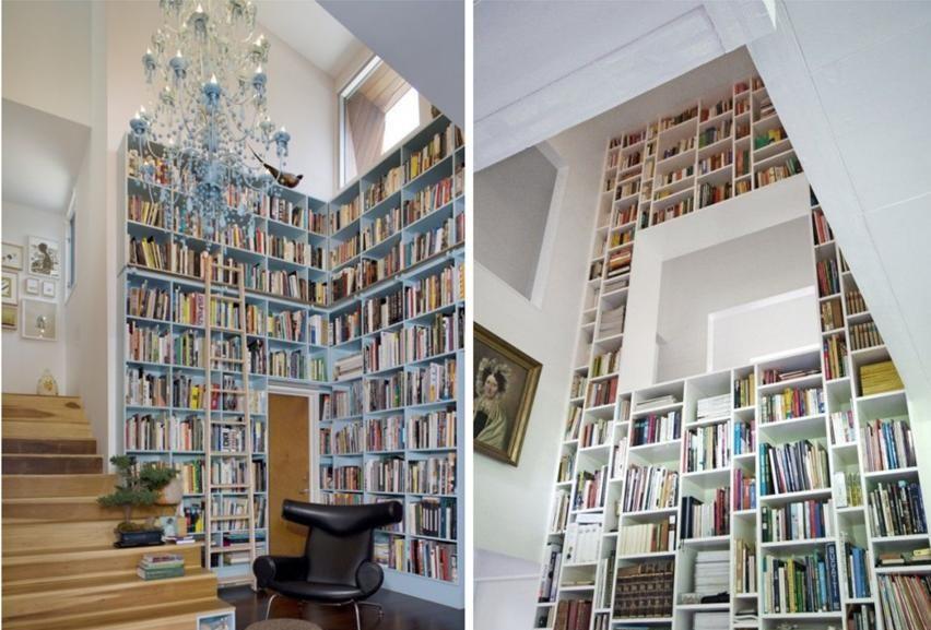 被这面书架墙吸引到了!挑空接近4米高,像是把图书馆搬到家里了