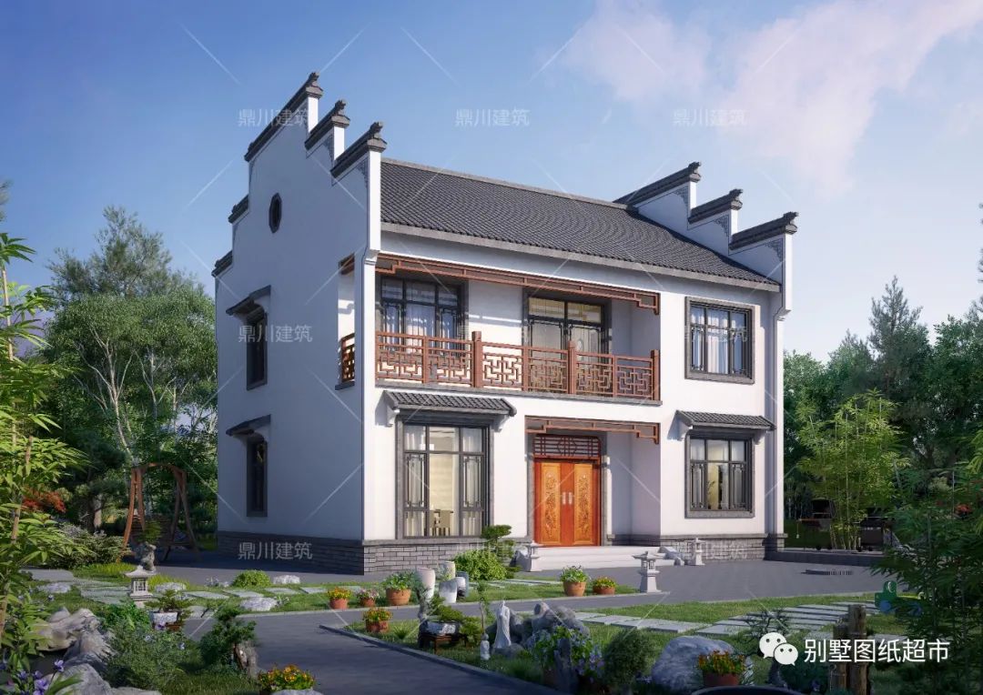 12×11米,中式徽派二层农村别墅,马头墙小青瓦,配上院子更完美