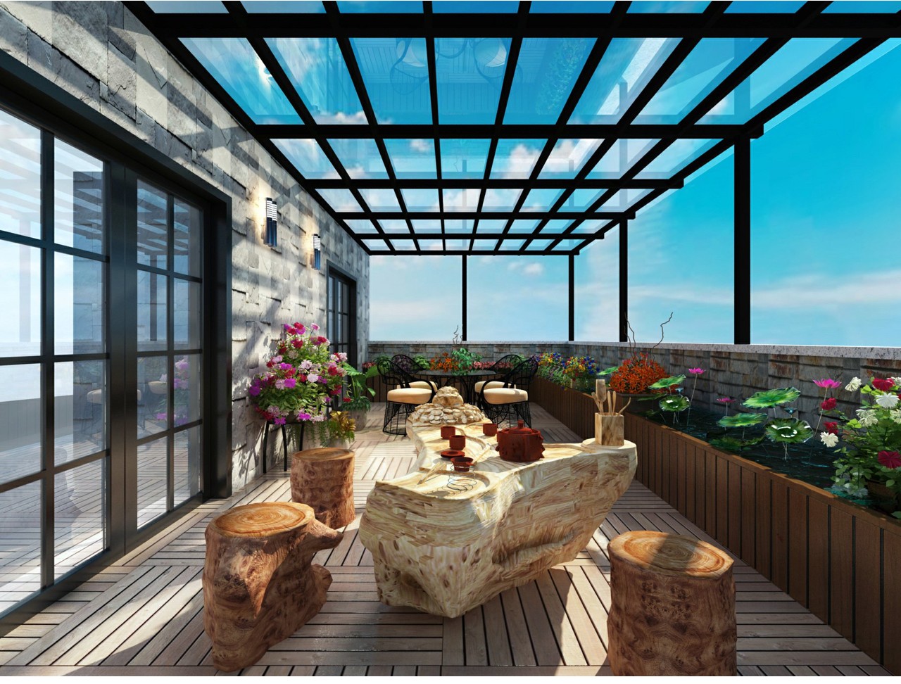 买不起别墅,一定要买顶楼带露台,建一个休闲花园也是不错的选择