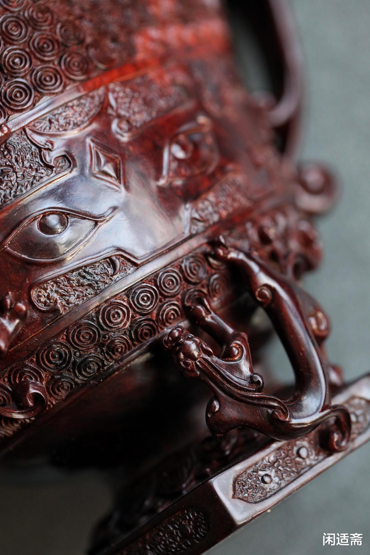 紫檀|富贵古雅,紫檀木雕,螭龙爵杯