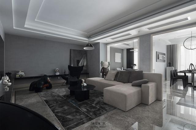 |180㎡现代简约,黑白灰的空间,营造出时尚高级的质感