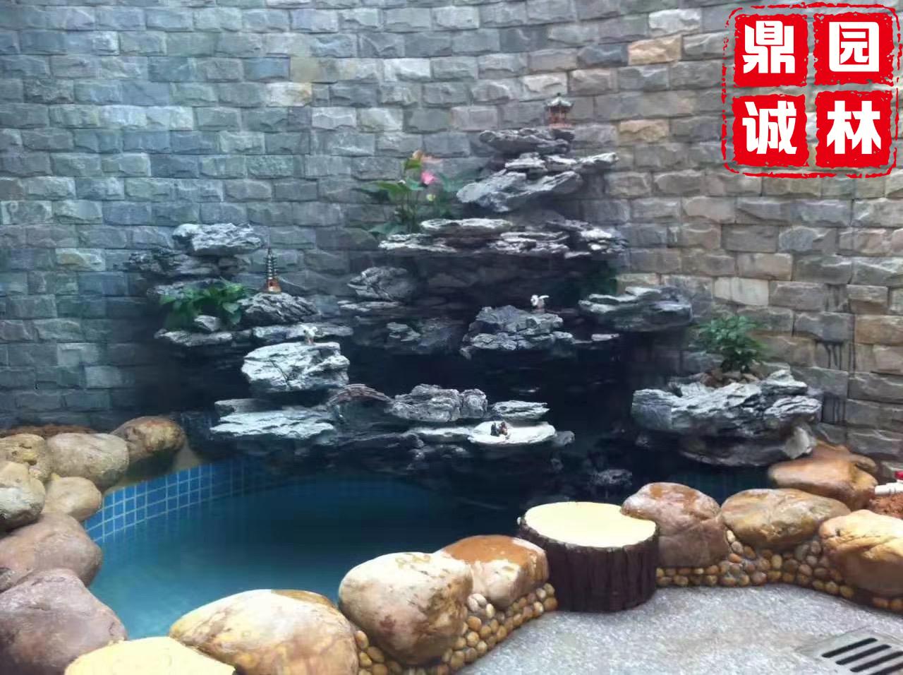 天然造景英石假山设计 英石室内外庭院鱼池假山制作