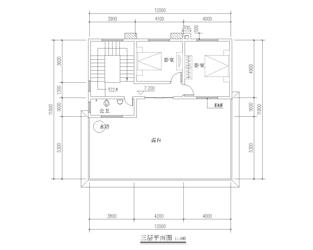 |三层欧式农村别墅，超大露台，占地120平，造价38W