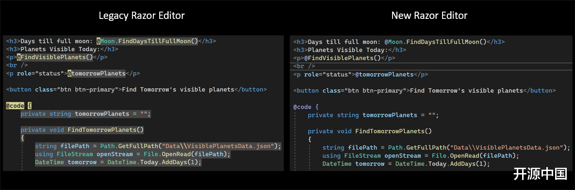 华为|微软在 Visual Studio 2022 中引入新的 Razor 编辑器