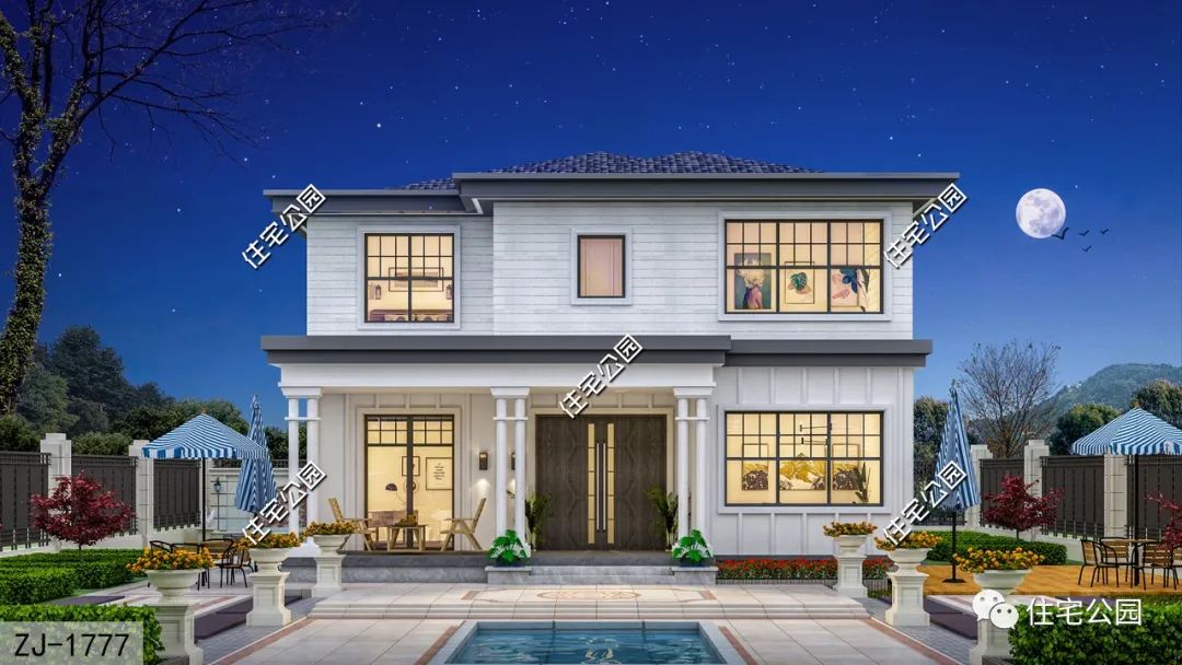 11×11米二层别墅,户型方正实用,深受全家人喜欢