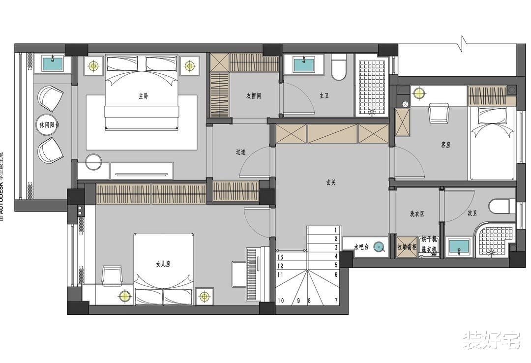 220平的现代港式别墅,同色系搭配不同材质,设计简单但效果超赞