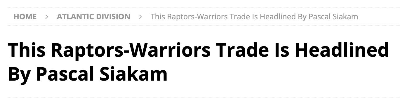 交易 5换3，勇士交易西卡组4巨头方案出炉，猛龙太赚了，但库里会拒绝