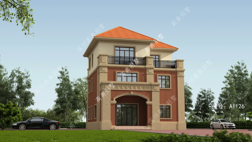 这款三层欧式别墅，占地面积不大，除了家庭居住，还可以待客。