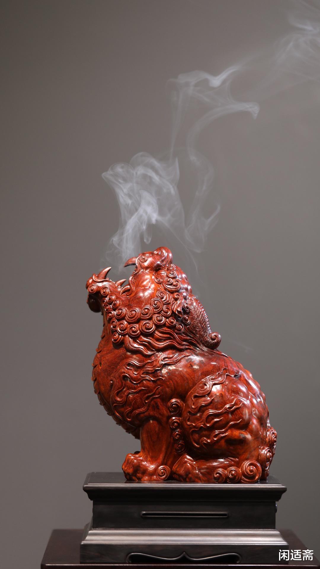 文房|文房赏玩，小叶紫檀，狻倪香兽炉