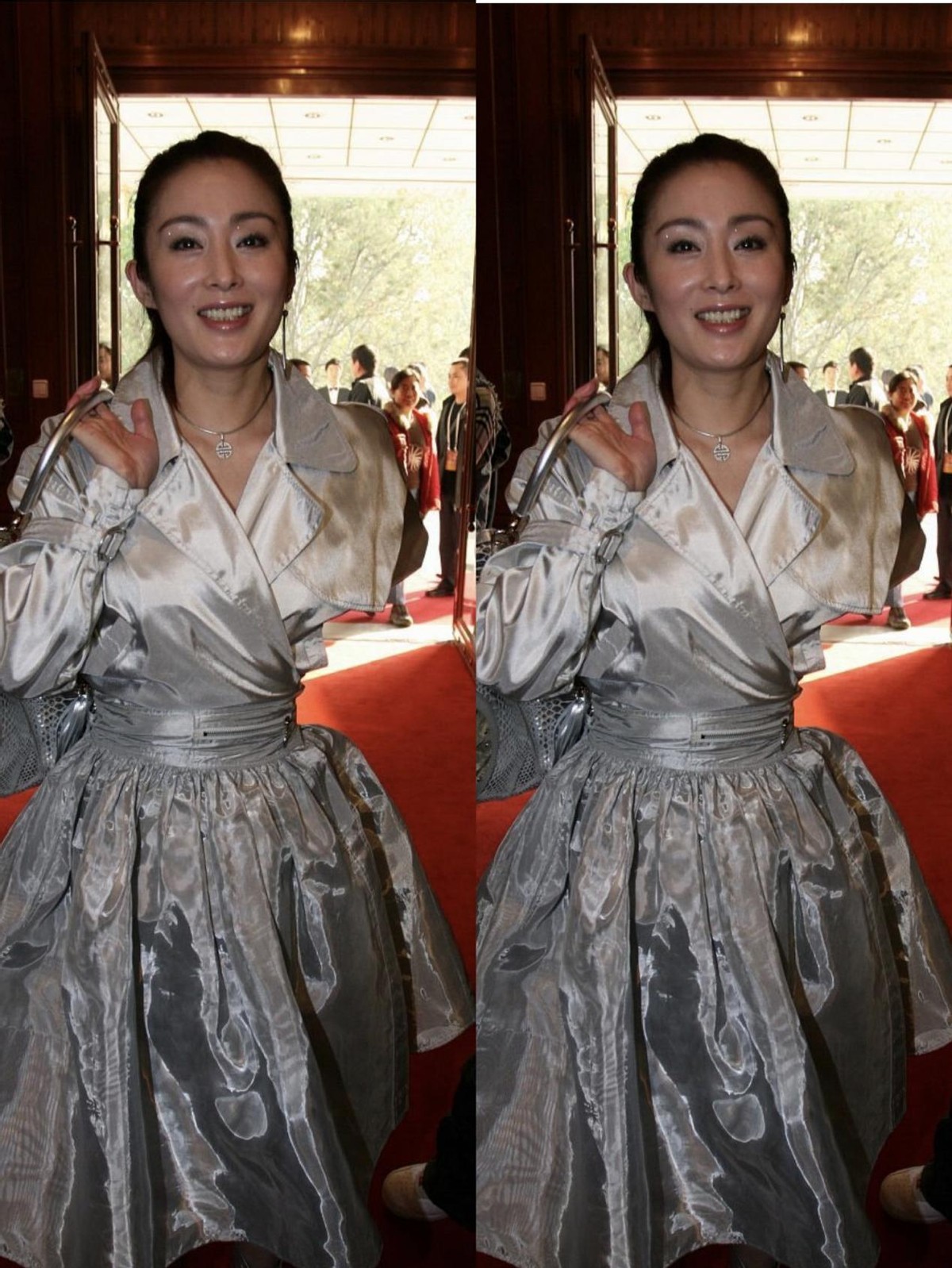 白小白的衣橱|张敏私下里还挺会穿的，穿“锡纸裙”看着挺保守，但腰条真够细的