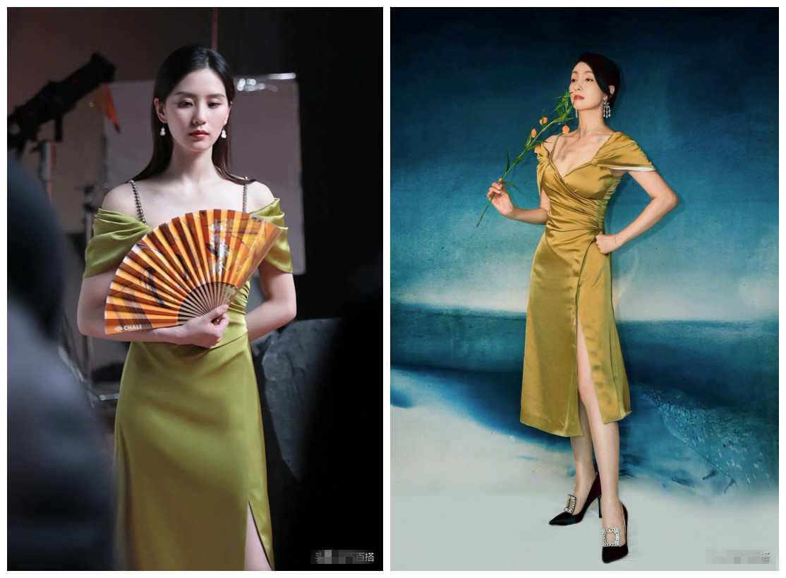 陶虹|34岁刘诗诗撞衫49岁陶虹，陶虹性感妩媚诗诗仙气但略逊一筹