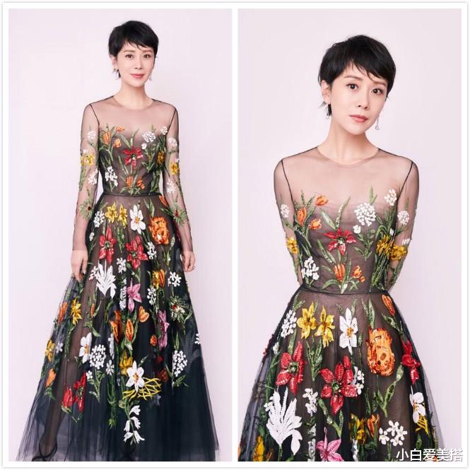 小白爱美搭|海清的气质一直都这么高贵，穿上印花连衣裙，整个人都温柔起来了
