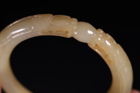 |老和田玉双龙头手镯