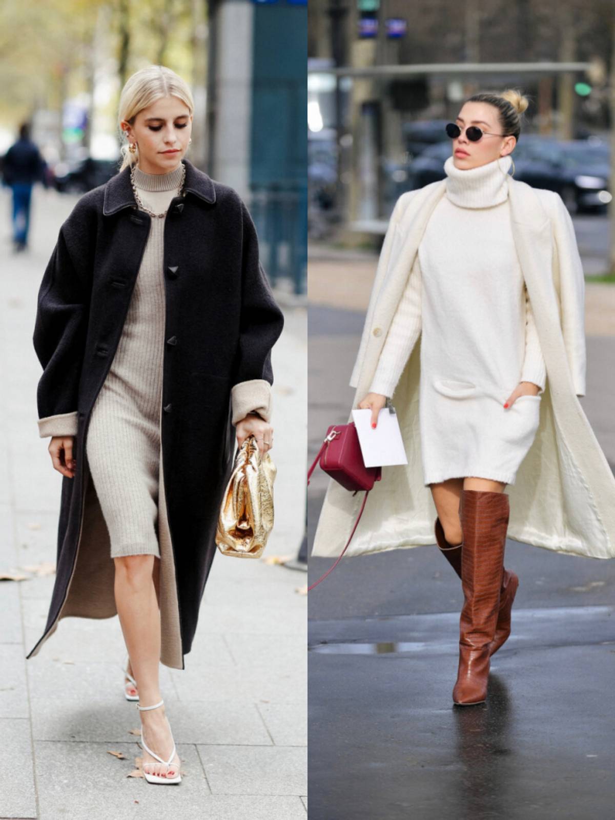 白小白的衣橱 有品位的女人试试大衣和针织裙，优雅与妩媚并存，穿对了很美