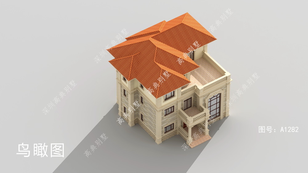 色彩清新的欧式别墅，在青山绿水中更加别致优雅，让人眼前一亮。