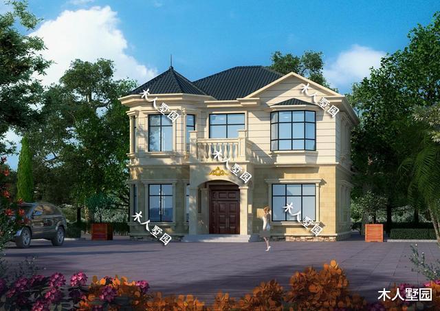 粉色|126平的二层别墅设计，造型经典，乡村流行的小洋楼