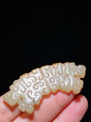 玉佩|春秋 和田玉籽料 白玉 蟠虺纹 玉璜 玉佩 挂件