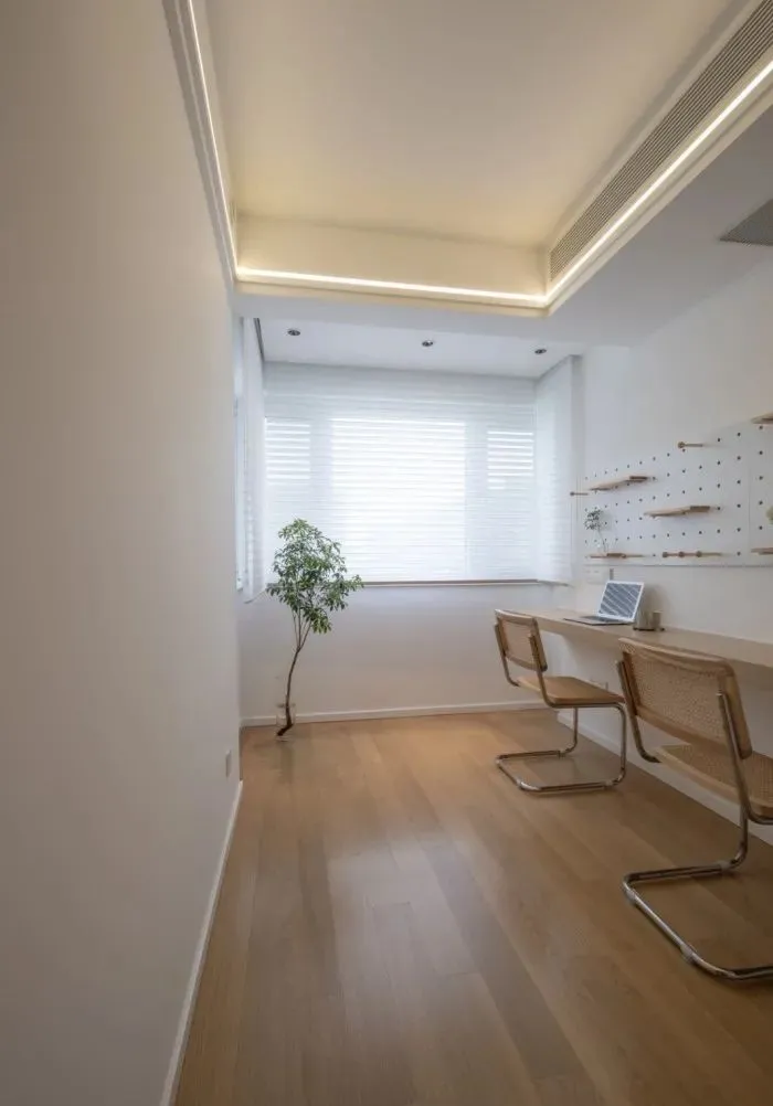 106平三居室,日式原木风格,餐厅卡座,厨房开窗+小吧台设计,大爱!