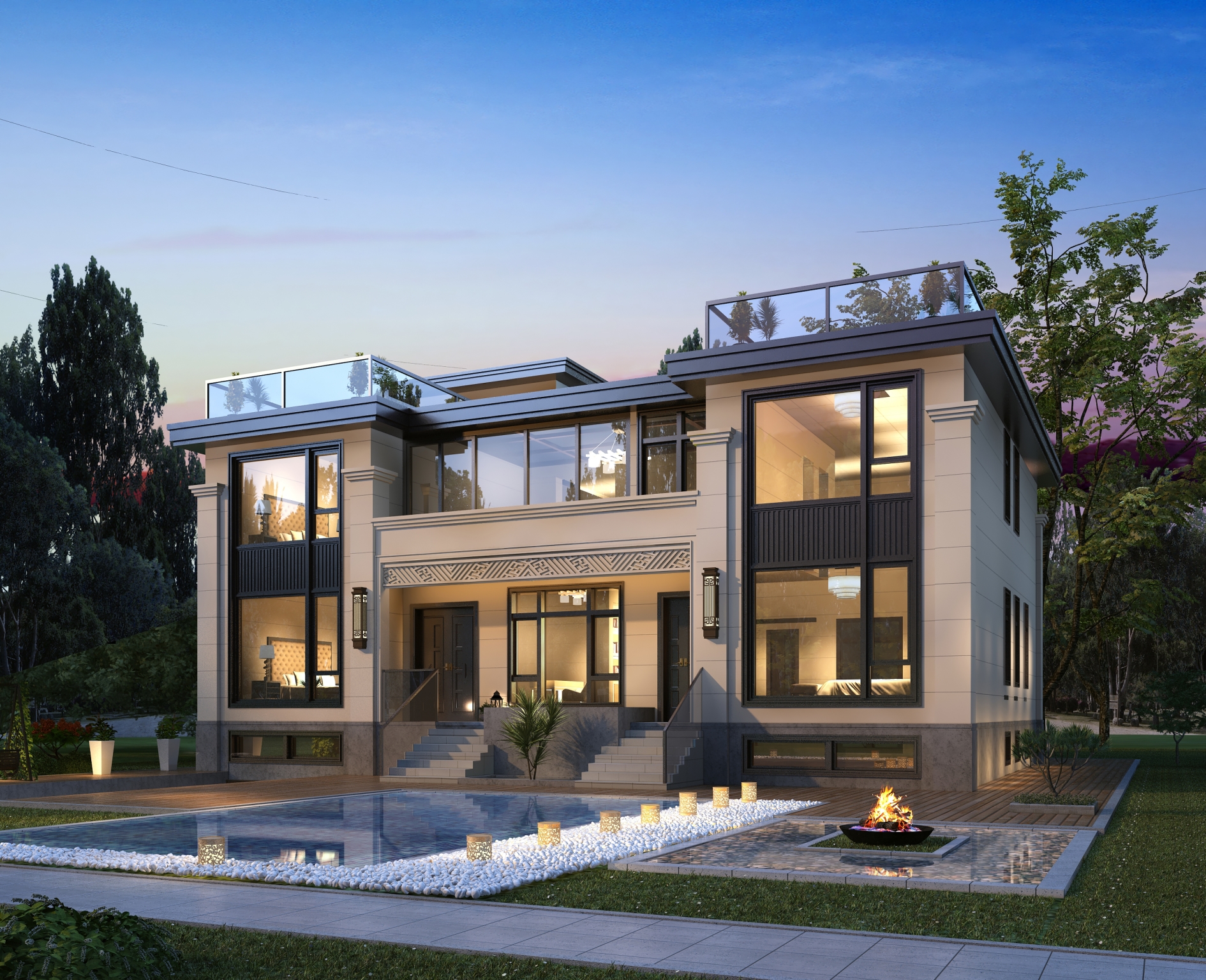 带室内电梯的新中式二层住宅,更有地下室增添娱乐空间