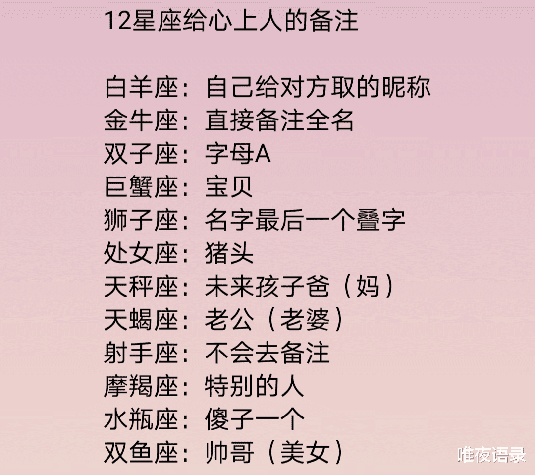 唯夜语录|彻底伤透12星座男的狠话，12星座给心上人的备注