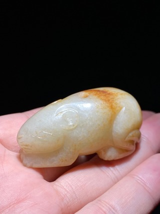 和田玉籽料|宋 和田玉籽料 白玉 玉兔 把件 挂件