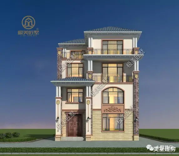 10×10米，简欧风格的四层别墅，你就是村里最靓的仔