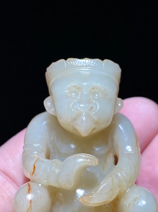 和田玉籽料|辽 和田玉籽料 白玉 迦楼罗 帽顶 炉顶