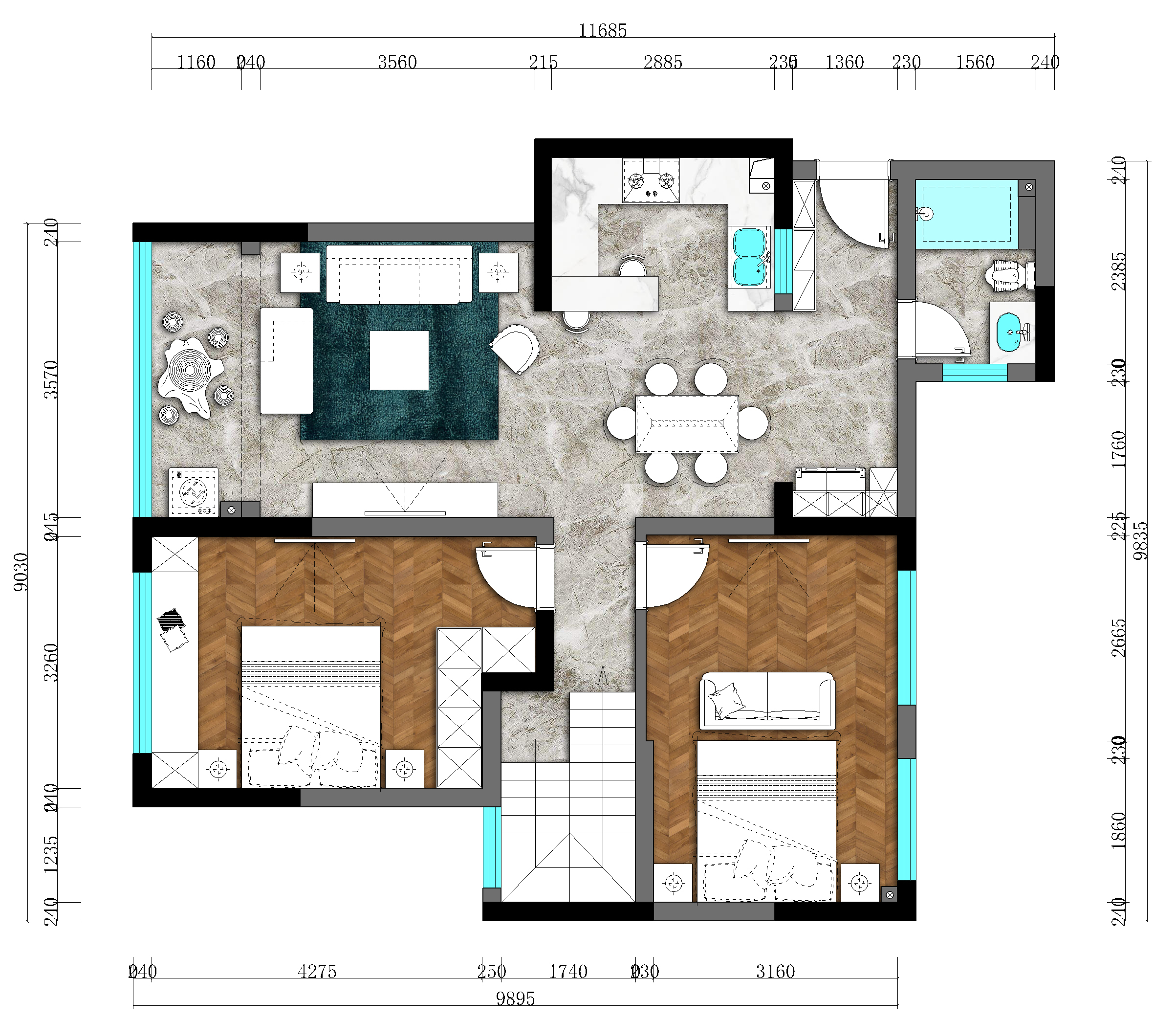 |【鲁班装饰】天籁郡120㎡现代轻奢风，大方利落