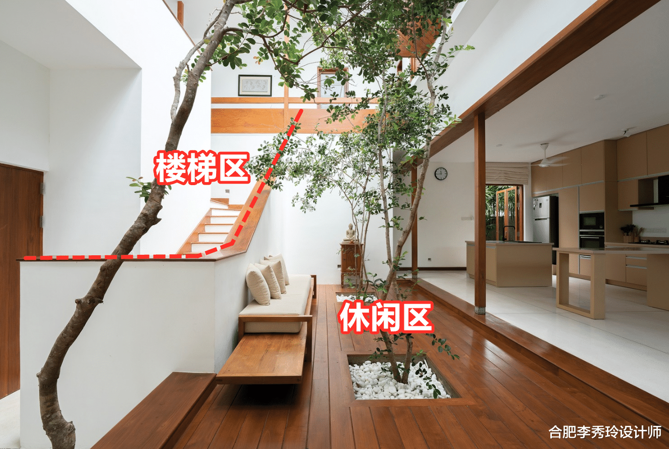 等买了别墅,我也要把天井+楼梯+休闲区组合一起,错层设计超漂亮