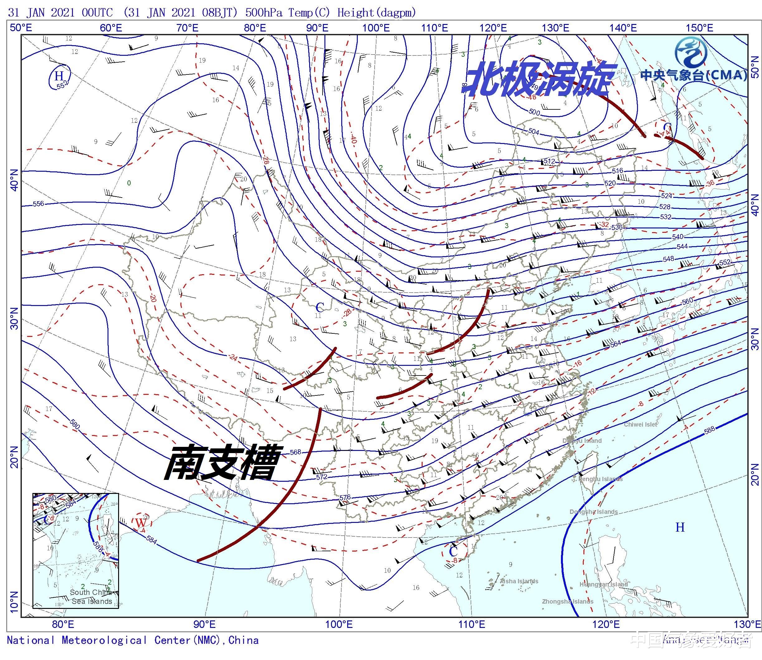 中国气象爱好者 56.4度!东北酷寒已超北极,但南方不冷!分析:寒潮被顶回去